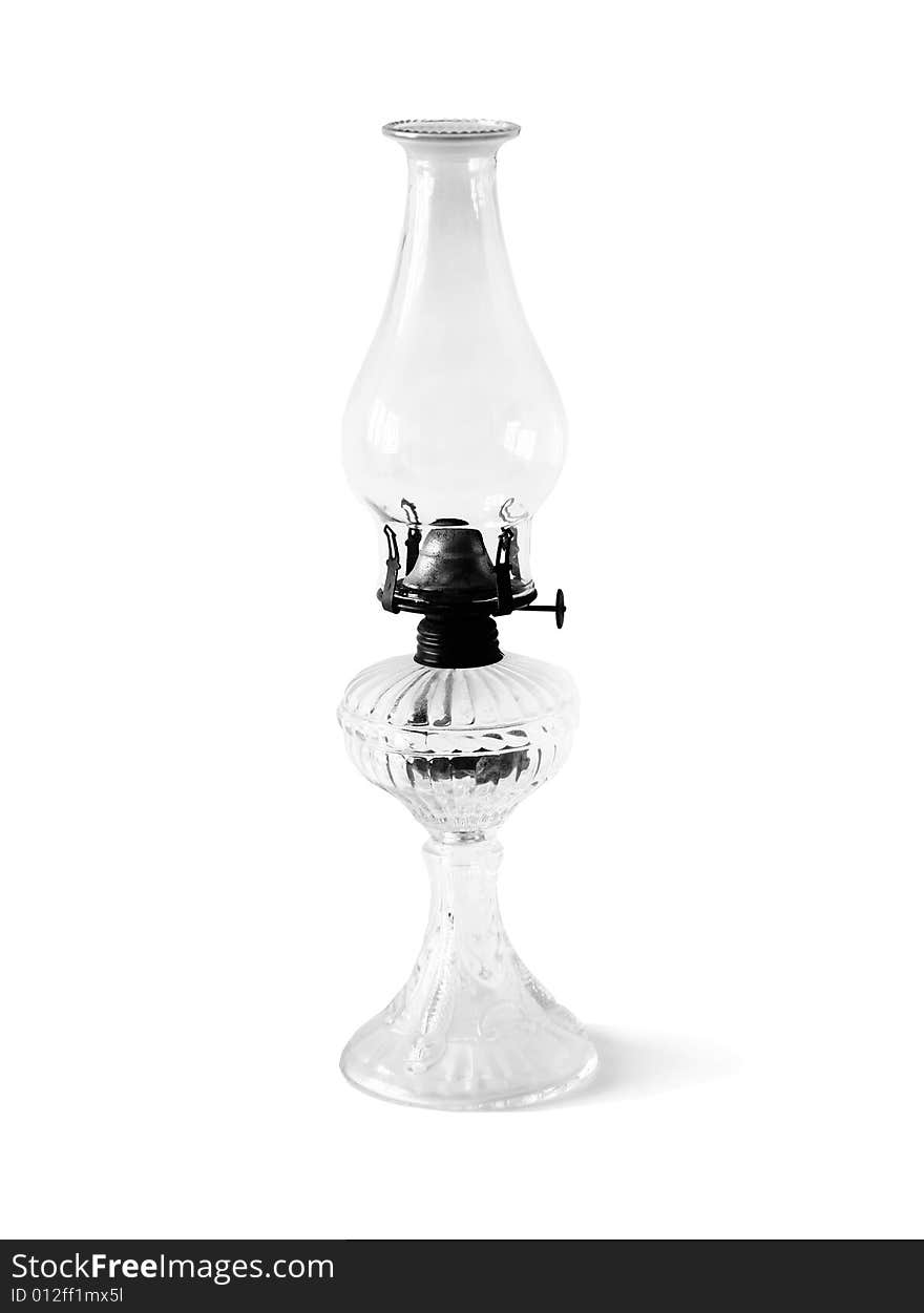 Antique petrol lamp isolated on a white background.