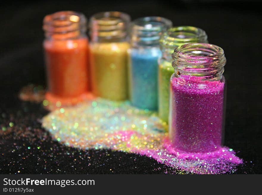 An assortment of colorful glitter