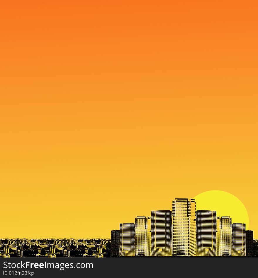 Orange And Yellow Background With Abstract City