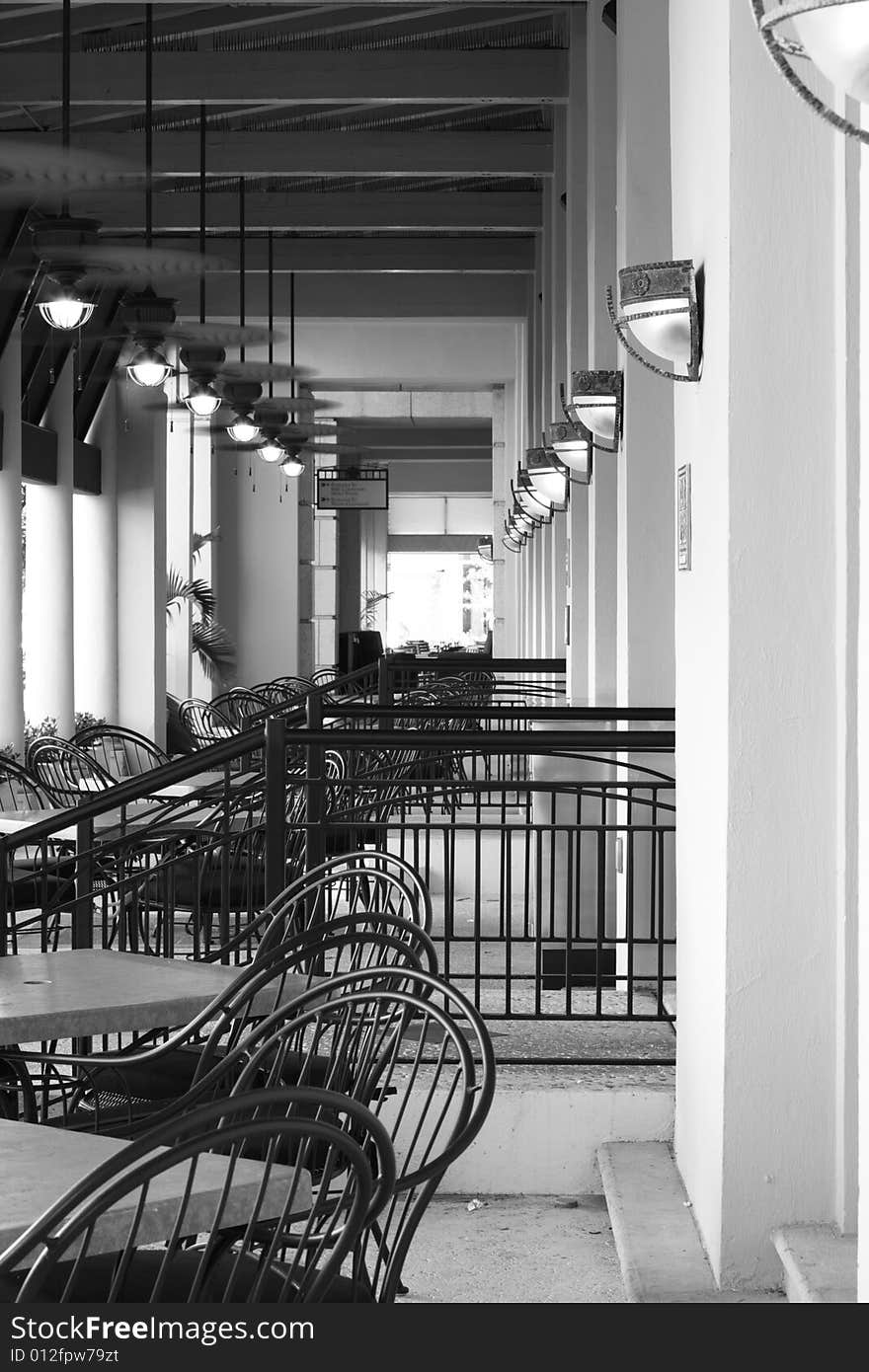 Empty patio tables from a diner. Empty patio tables from a diner