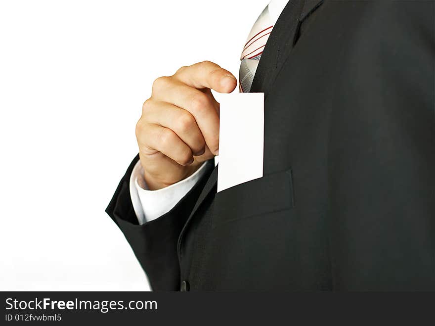 Young Businessman Holding Blank Card