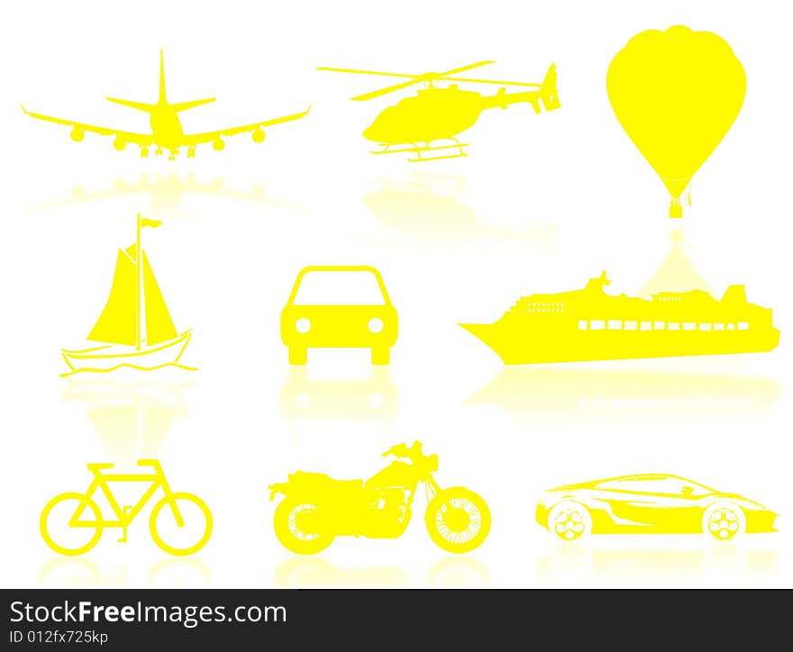 Transport silhouette to represent travel concept