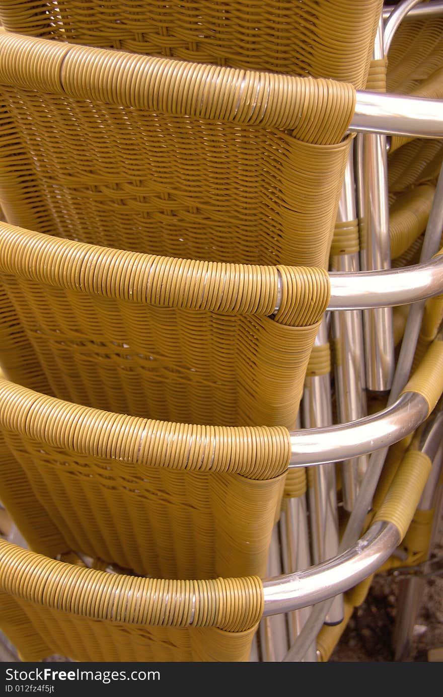 Stored chairs at a terrace