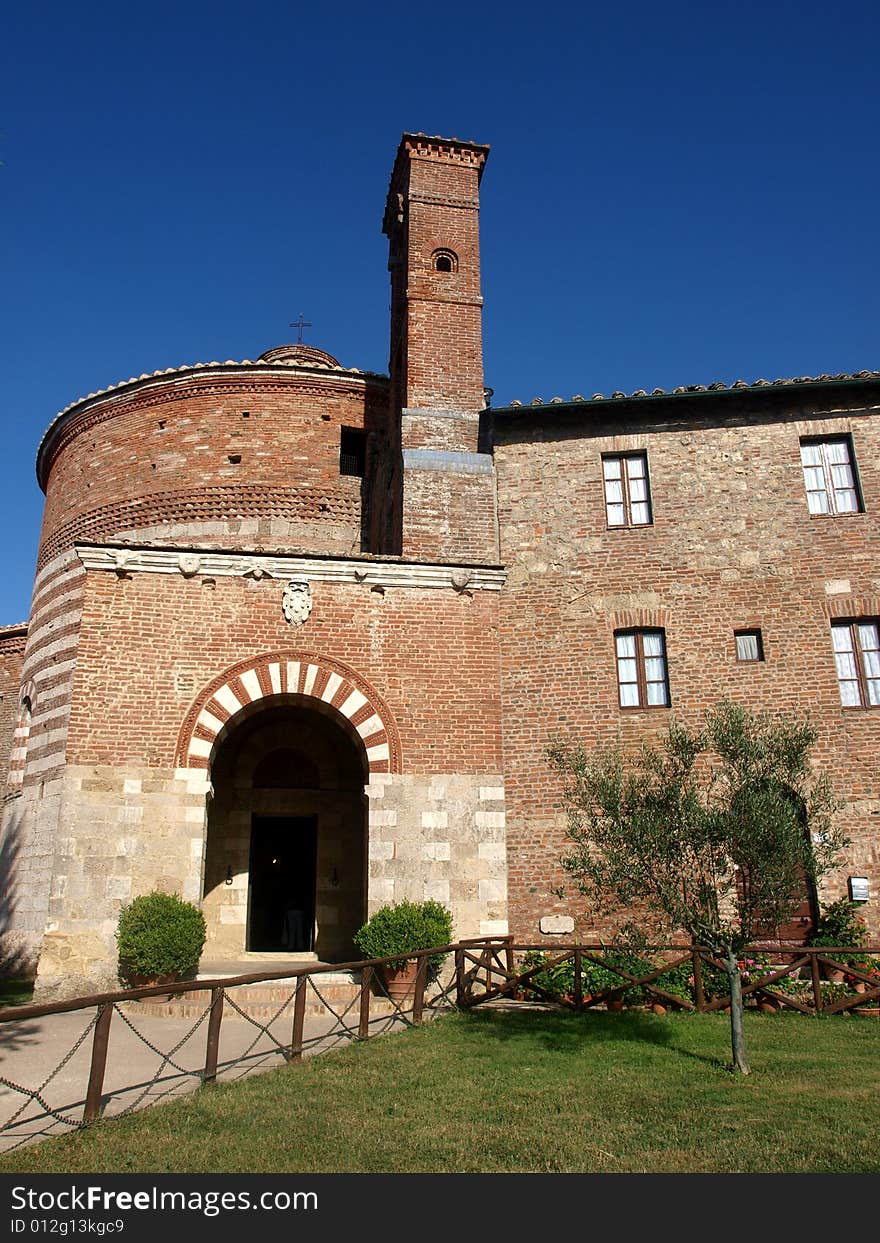 A beautifull glimpse of the Montesiepi hermitage in Tuscany