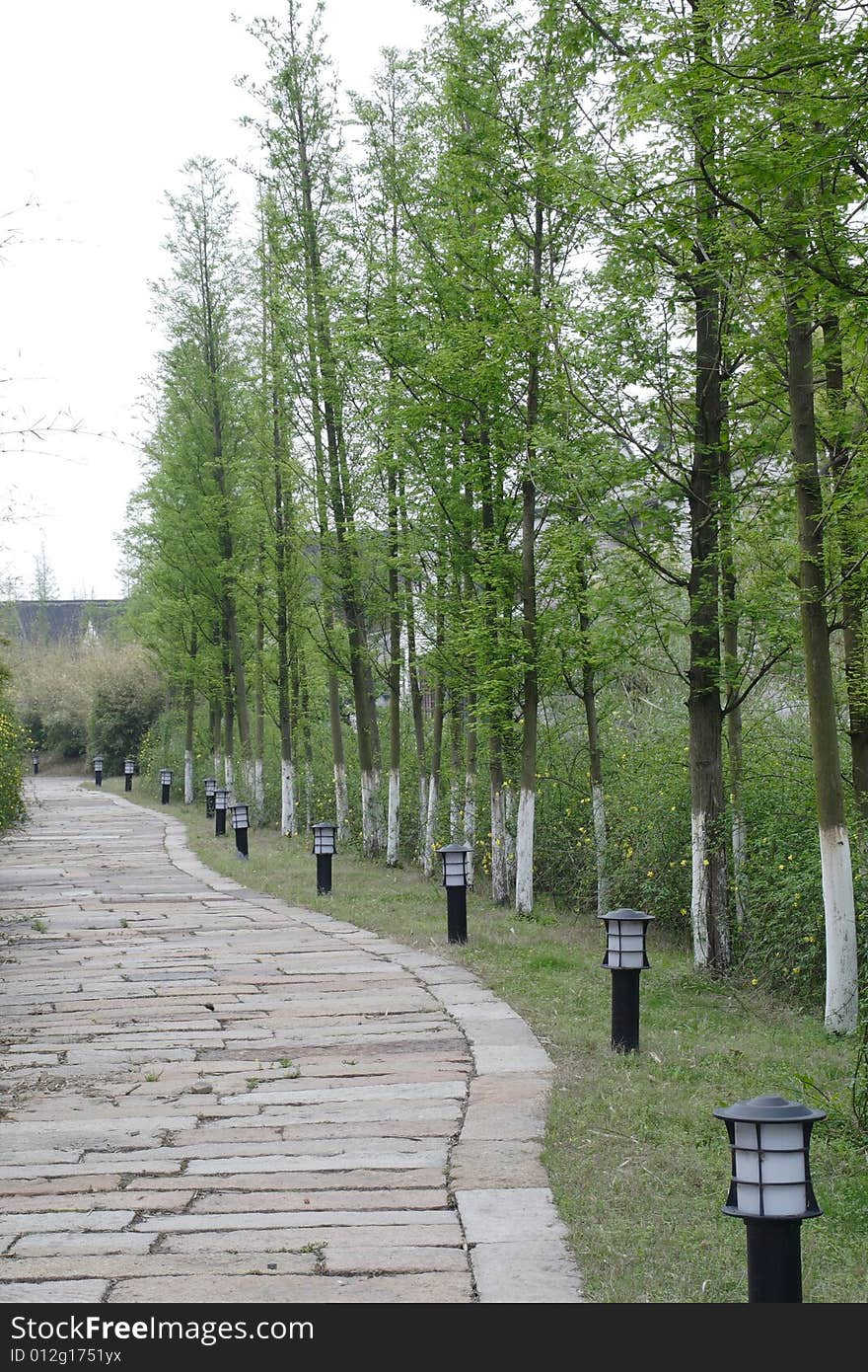 Stone alley, in a public park