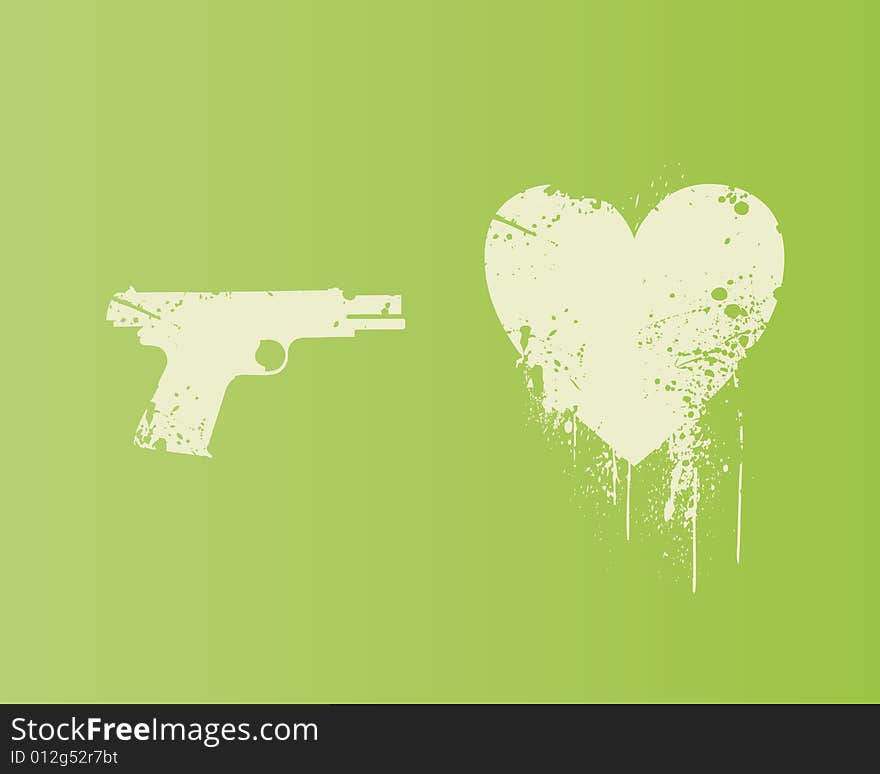 Green Heart Gun Vector Illustration