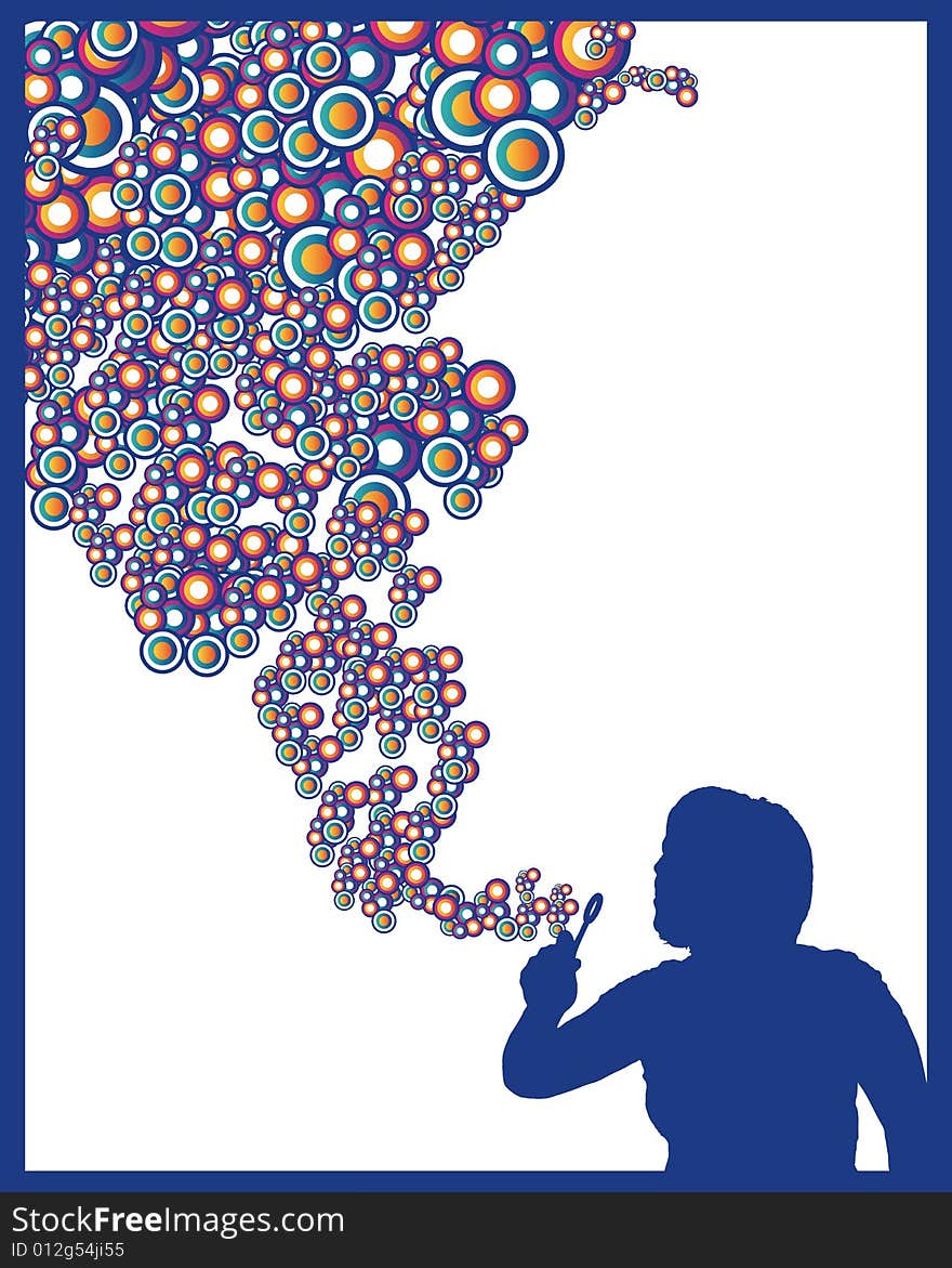 Blue Bubbles Girl Vector Illustration