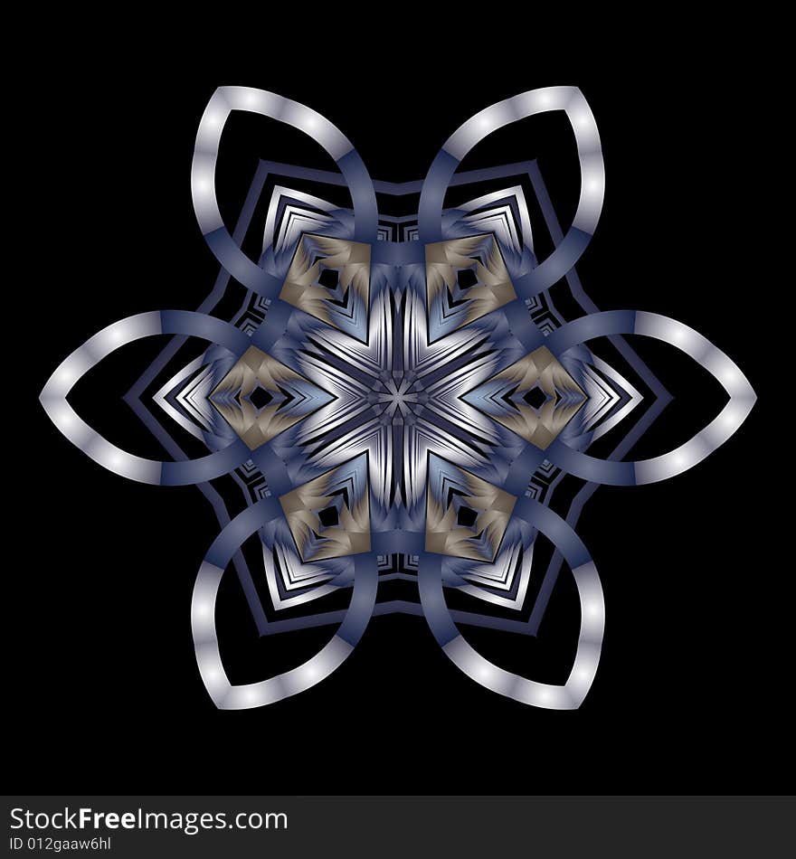 Abstract fractal image resembling a pretty floral snowflake flourish