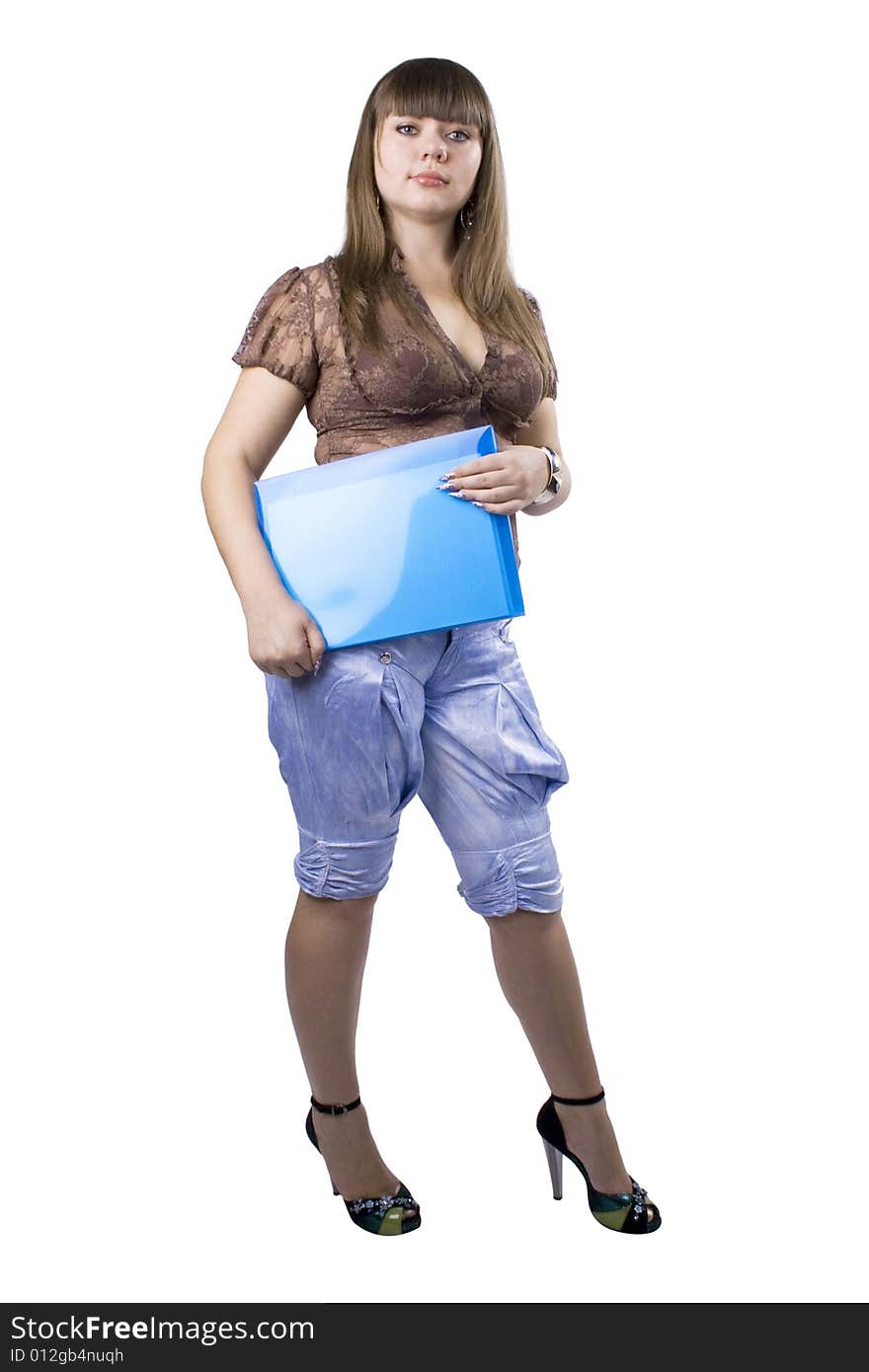 Businesswoman with one folder