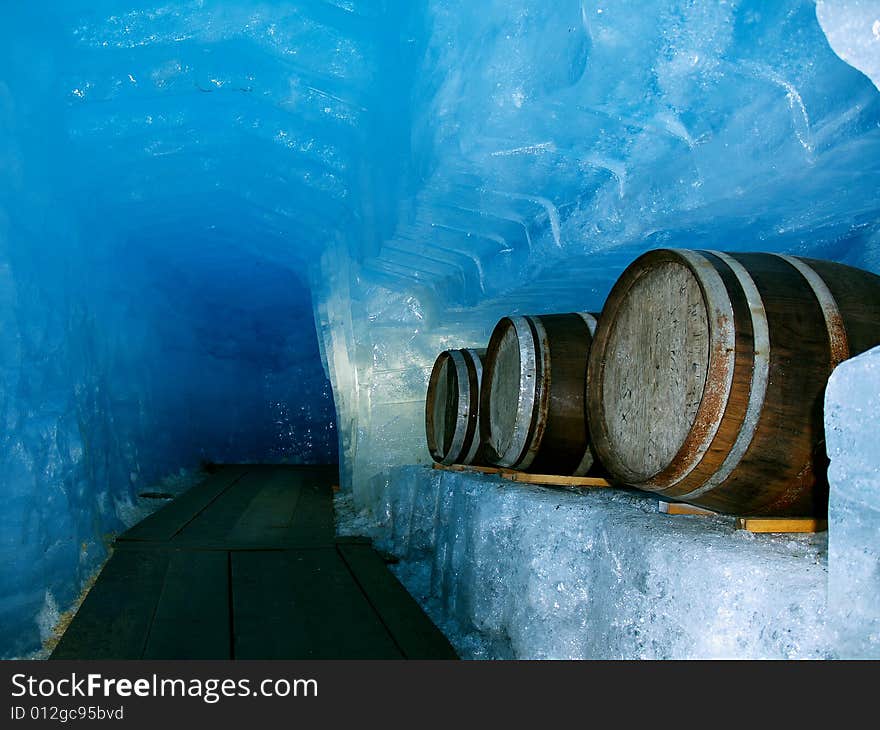 Three barrel inside a glacier. Three barrel inside a glacier