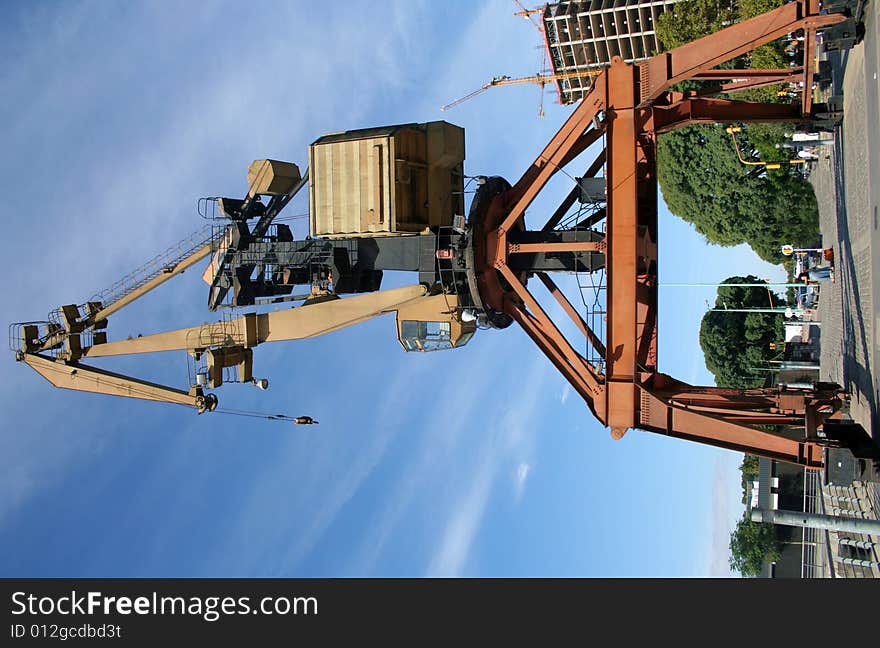 A shipping crane on the dock of Puerto Medero in Buenos Aires, Argentina