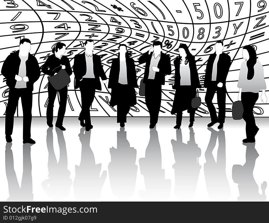 Illustration of business people, black, gray