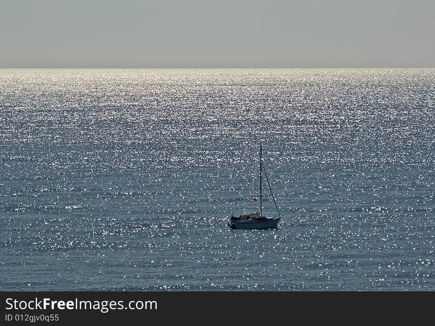 Sailing boat on the Black Sea at Bulgaria. Sailing boat on the Black Sea at Bulgaria