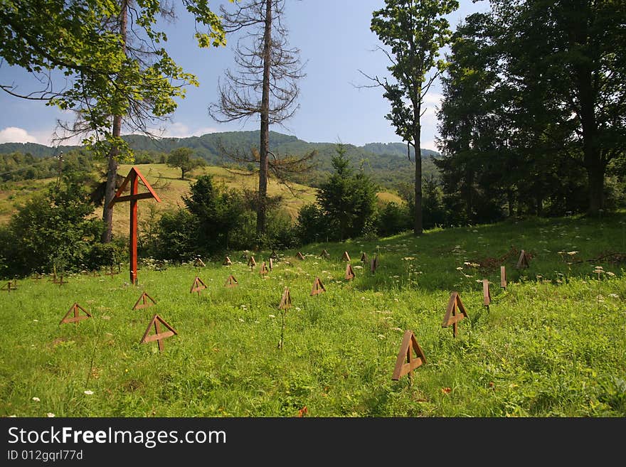 Army cemetery from the First world war located in Slovaika