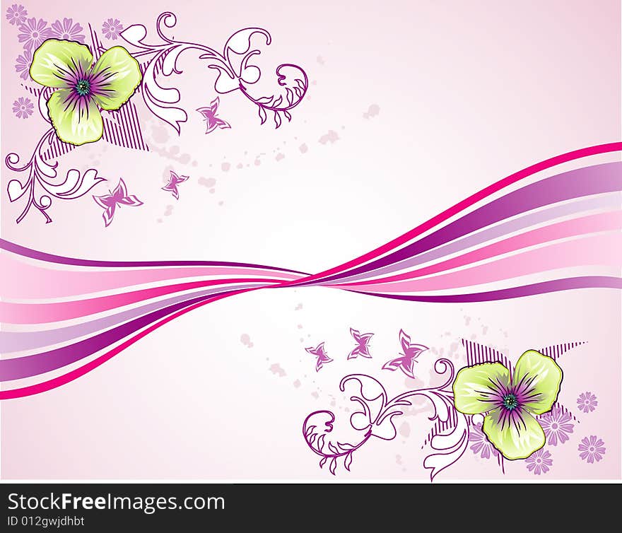 Vector flowers and plants illustration composition. Vector flowers and plants illustration composition