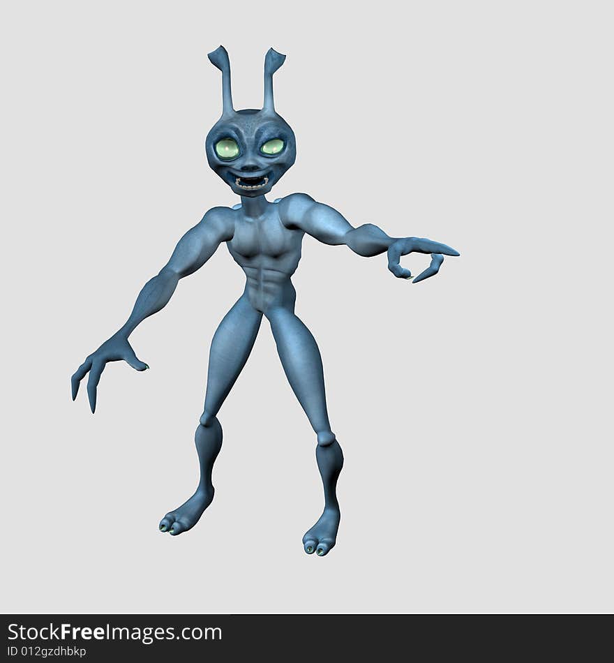 3d render of toon alien