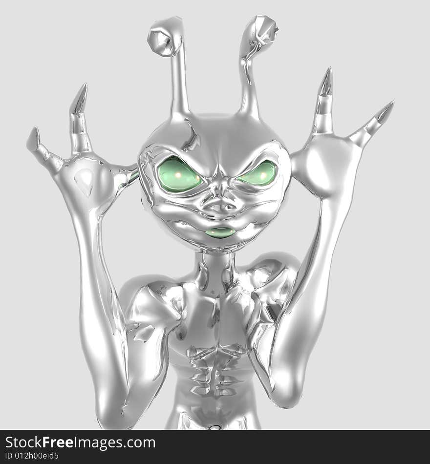 3d render of toon alien