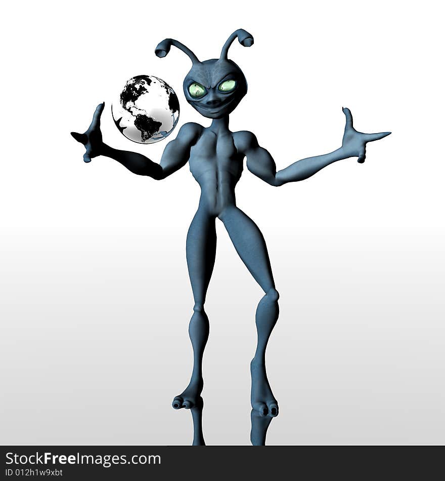 3d render of toon alien