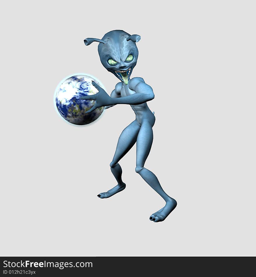 3d render of toon alien