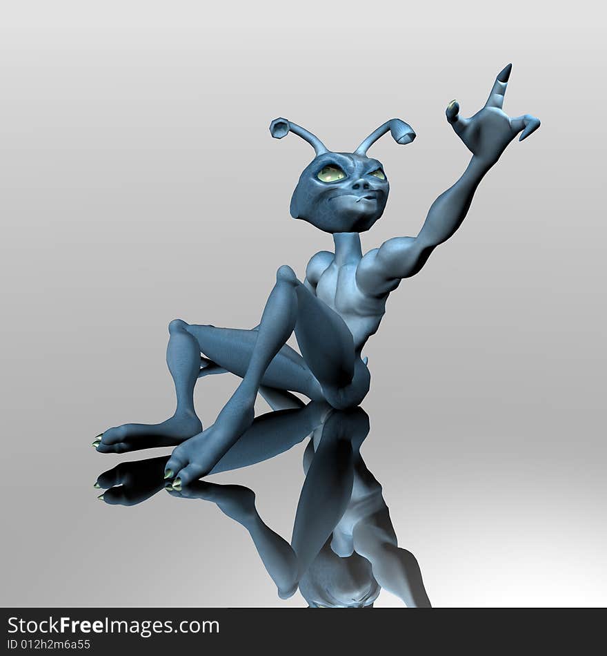 3d render of toon alien