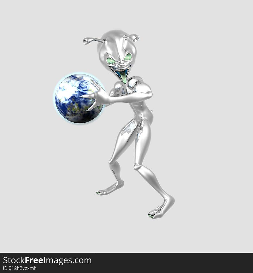 3d render of toon alien