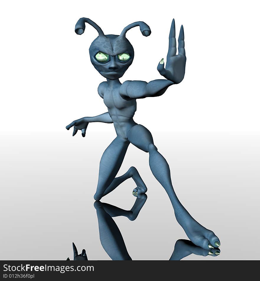 3d render of toon alien