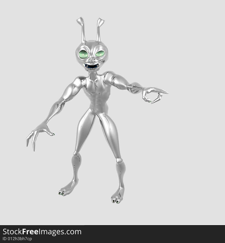 3d render of toon alien