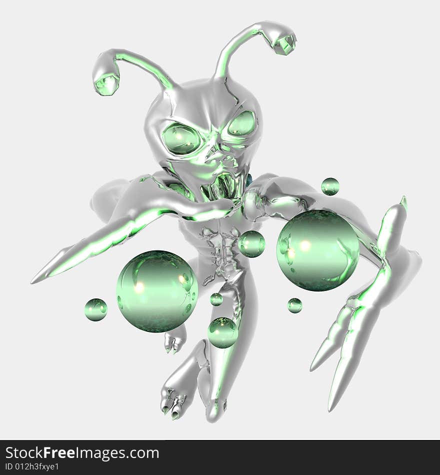 3d render of toon alien