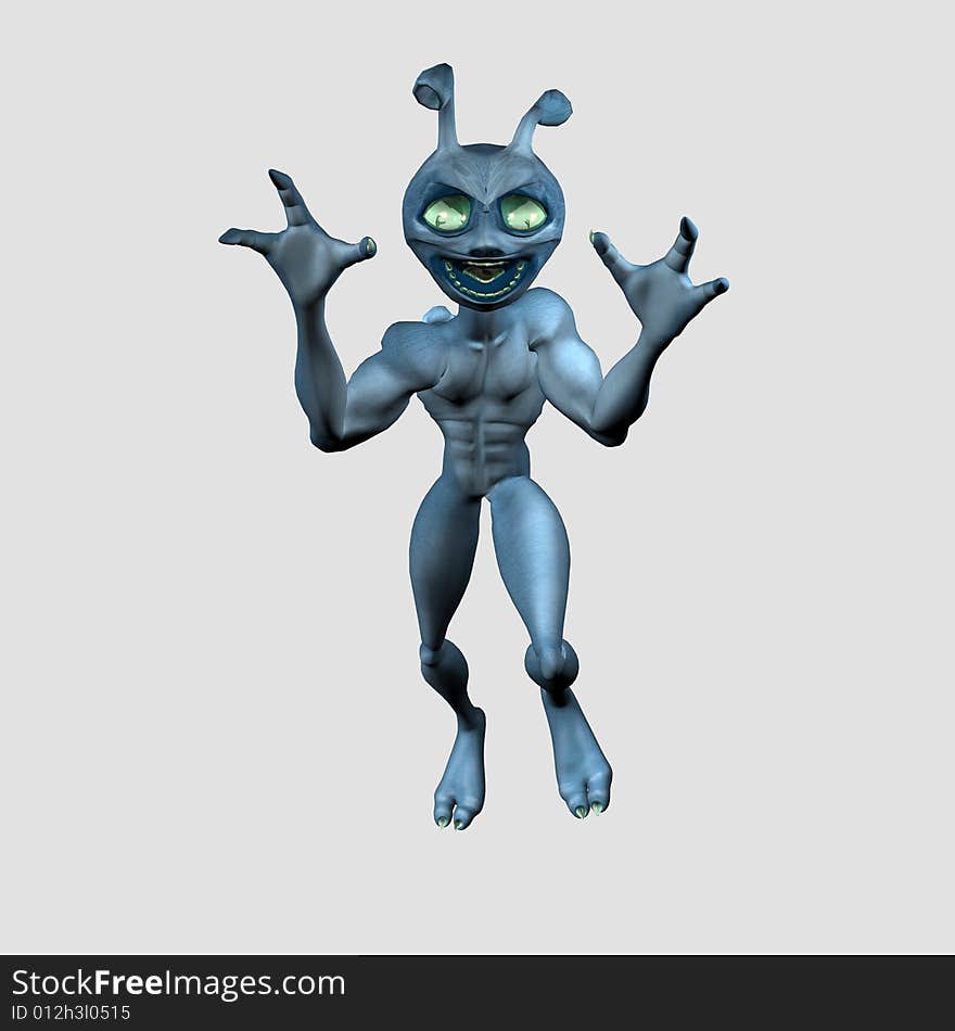 3d render of toon alien