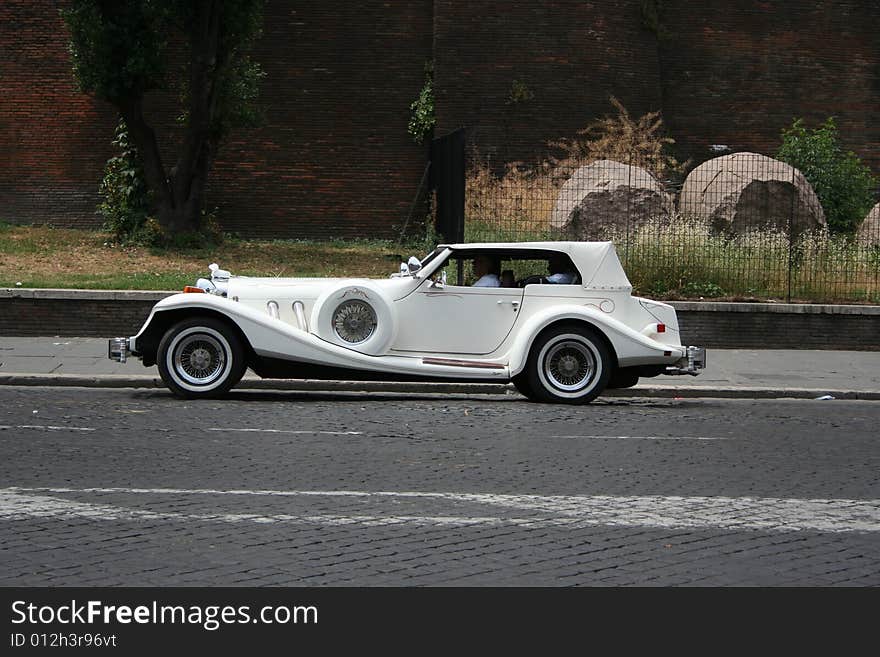 The car at Fori Imperiali in Rome