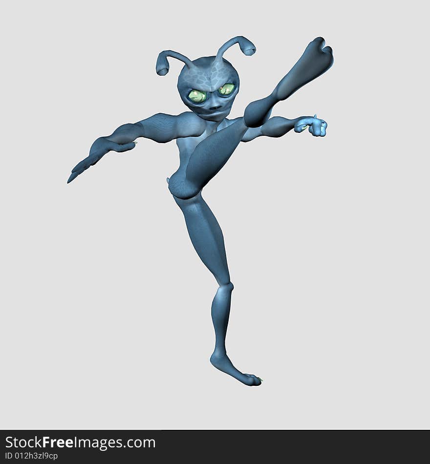 3d render of toon alien