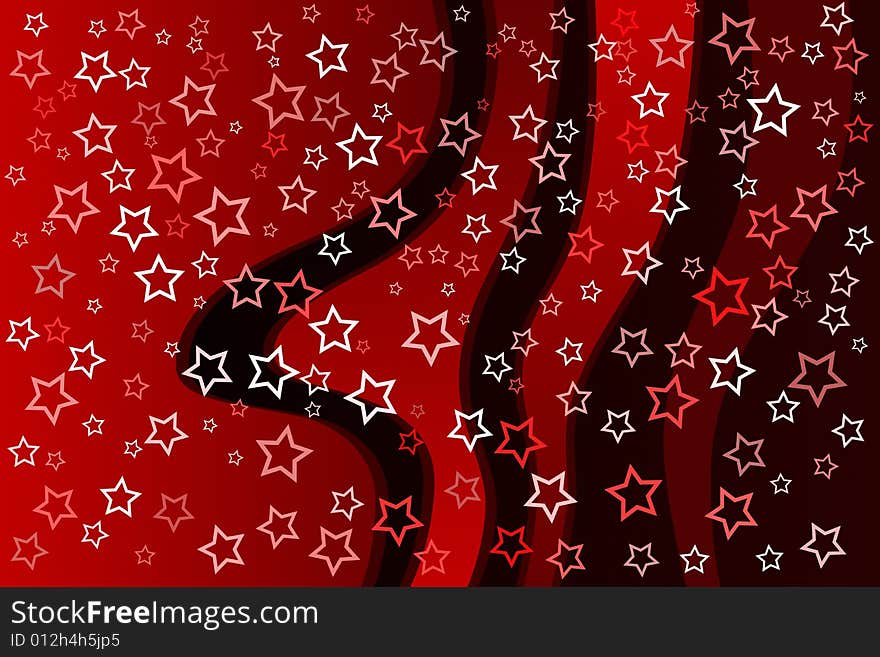 Vector illustration of stars over red background