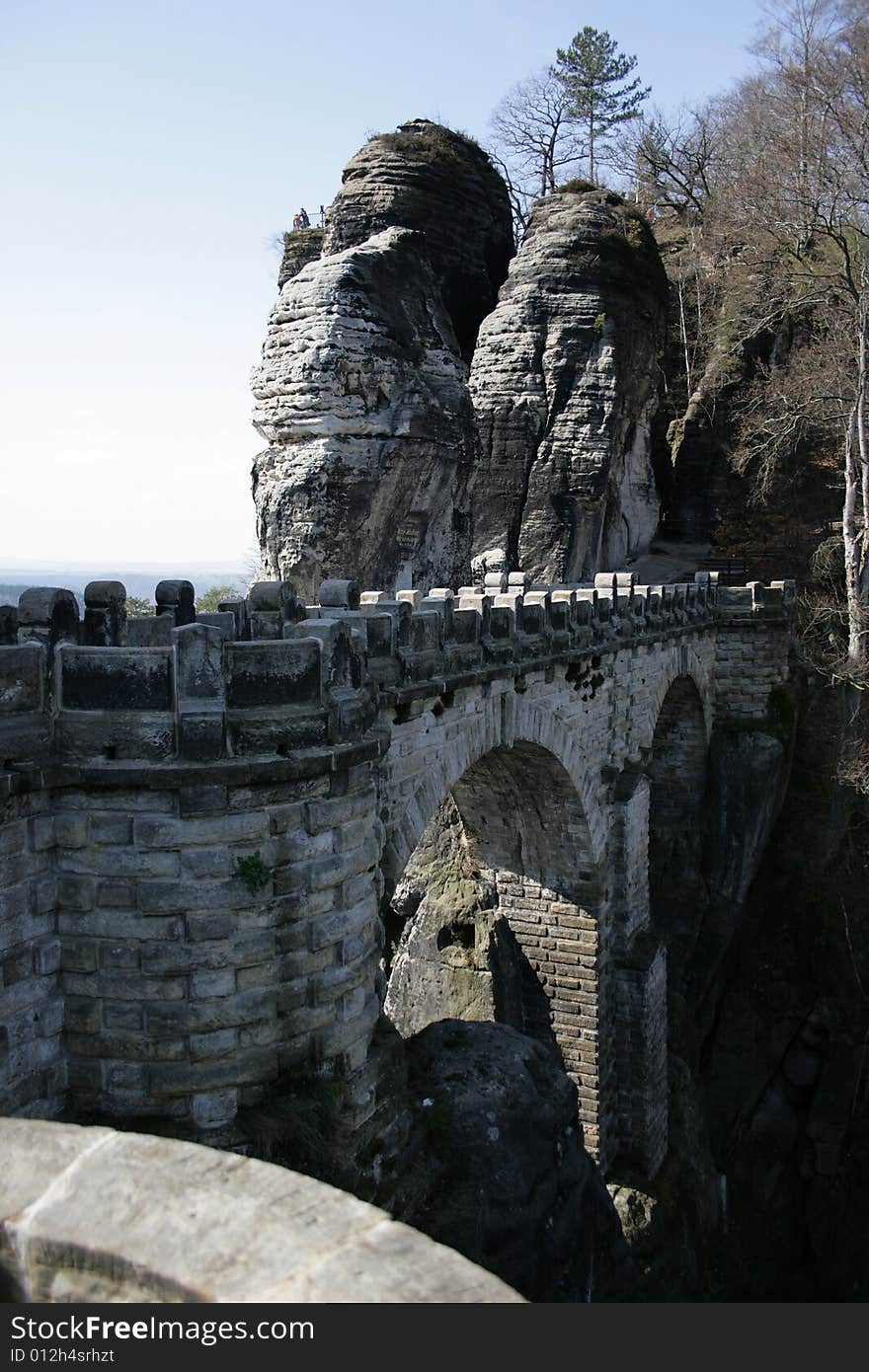 Visiting the Bastei is the most popular excursion in the saxonian elbsandsteingebirge. The bridge is part of this preservation area. From this point it is possible to look to the Elbe valley as well as the sandstone mountains around. Visiting the Bastei is the most popular excursion in the saxonian elbsandsteingebirge. The bridge is part of this preservation area. From this point it is possible to look to the Elbe valley as well as the sandstone mountains around.