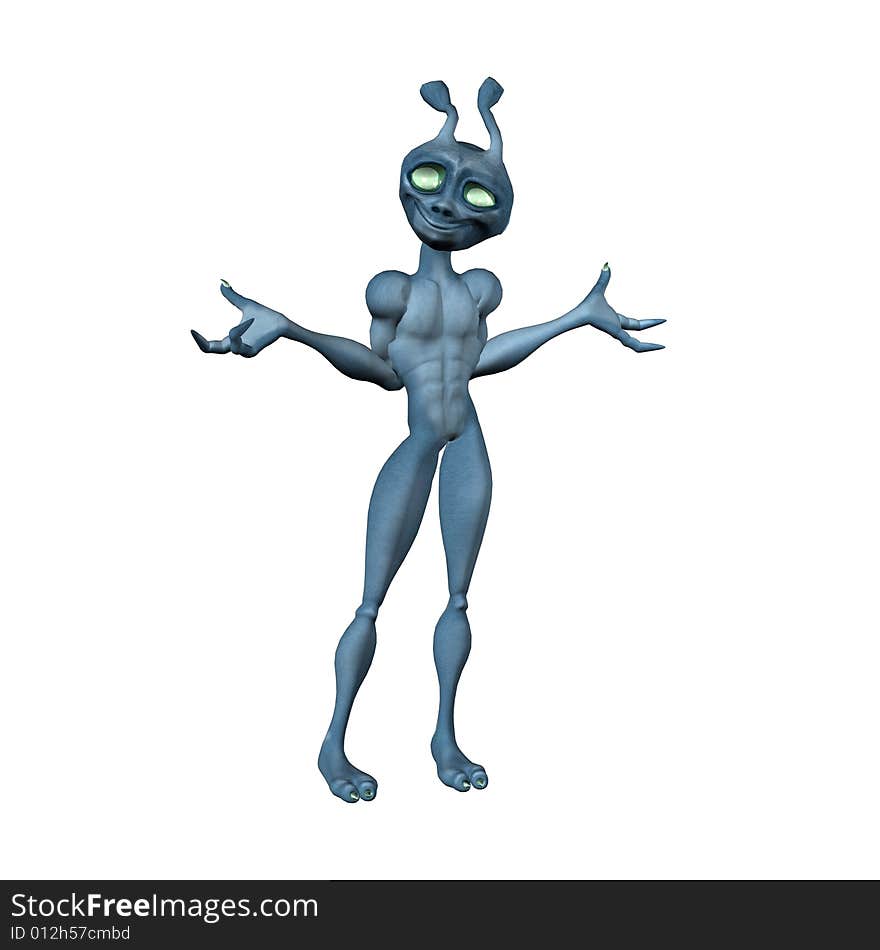 3d render of toon alien