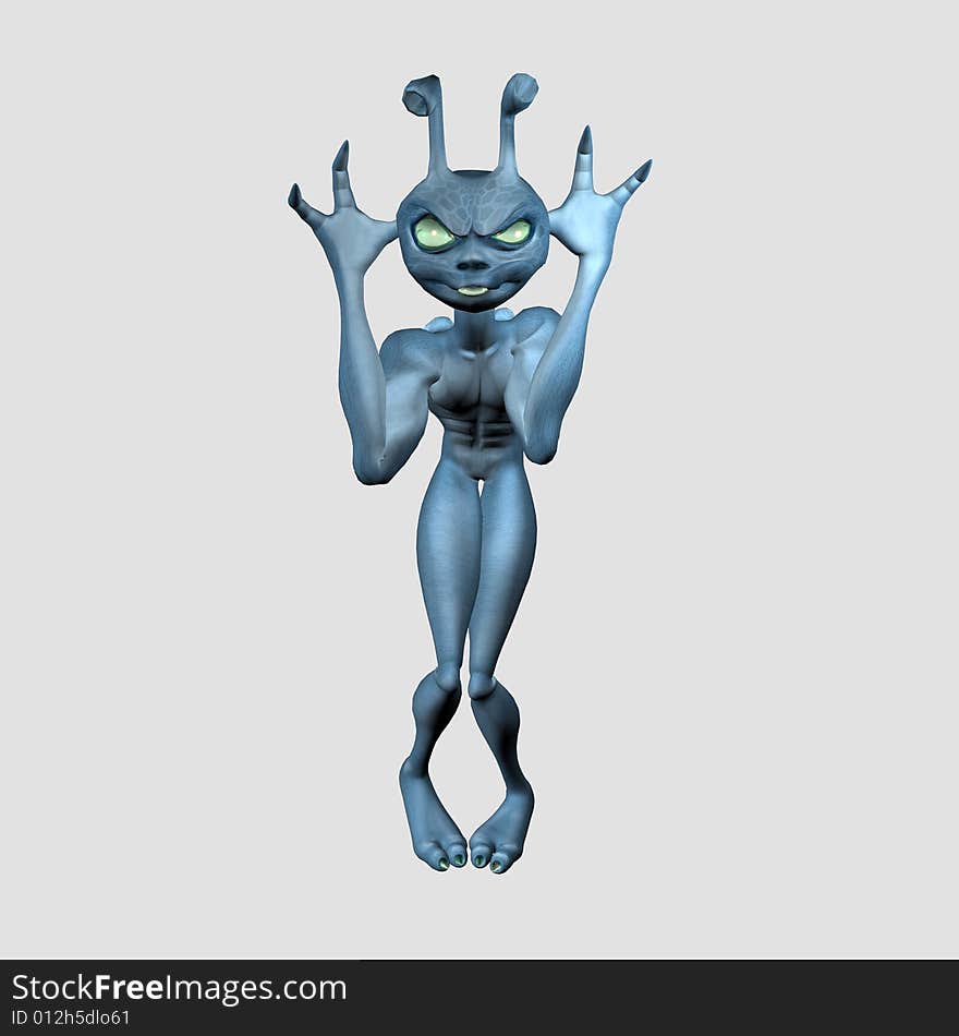 3d render of toon alien