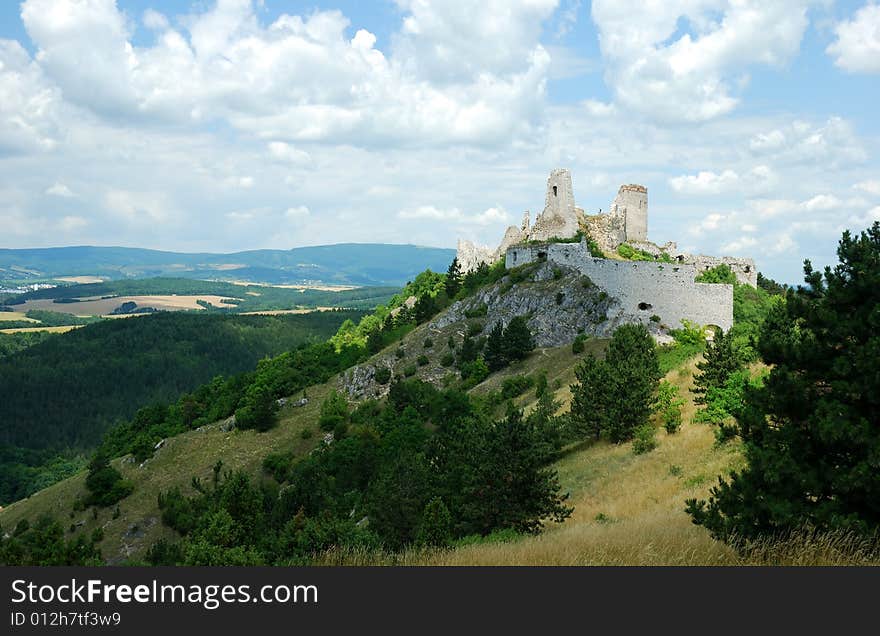 Panorama of Cachtice ruins, Slovakia