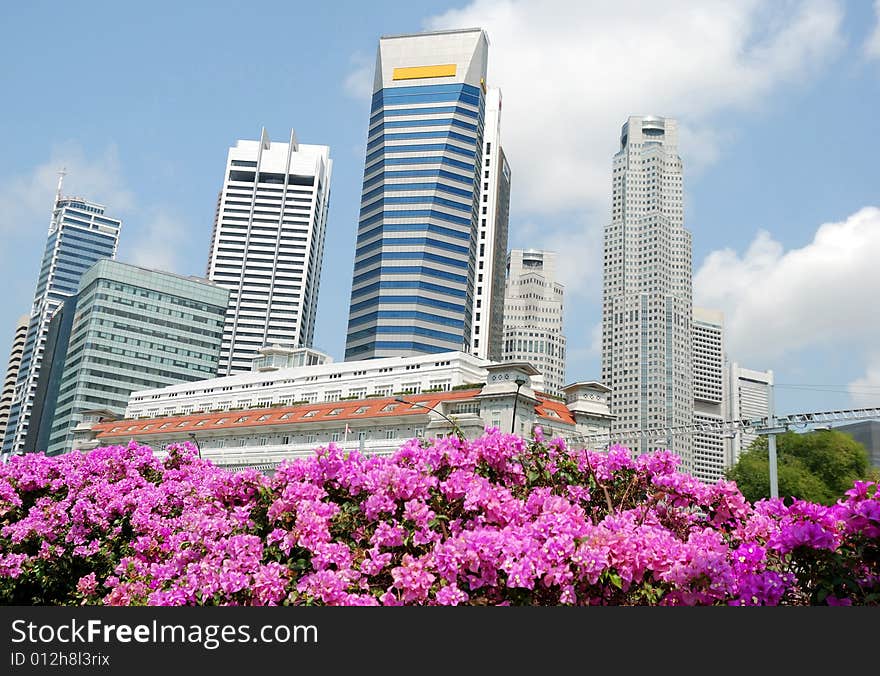 Singapore skyline, view from the bridge