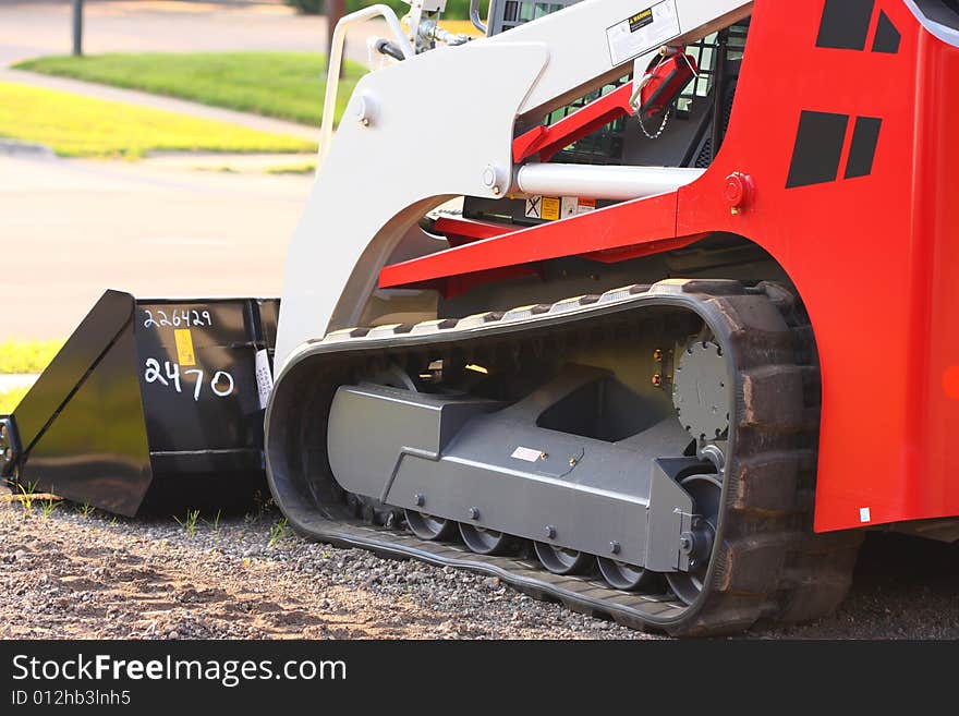 Side view of a moving tractor