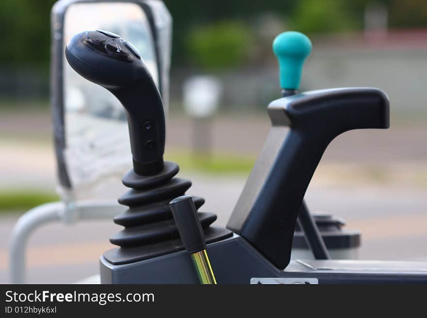 Joystick on construction truck