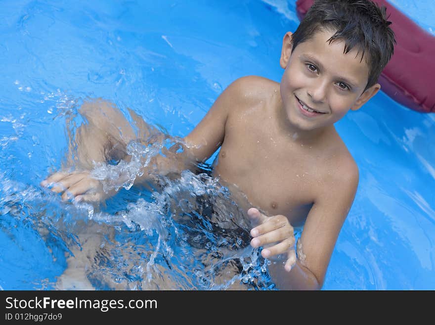 Young boy in pool