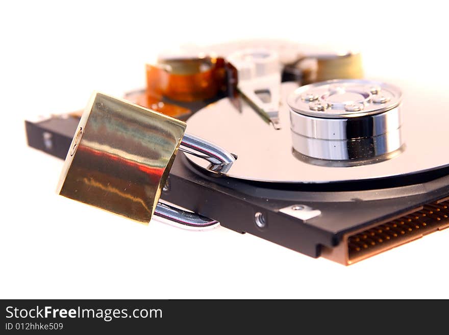 Locked hard disk isolated on a white background. Locked hard disk isolated on a white background.