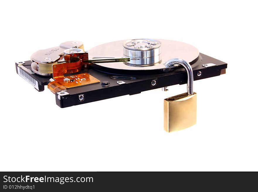 Unlocked hard disk isolated on a white background. Unlocked hard disk isolated on a white background.