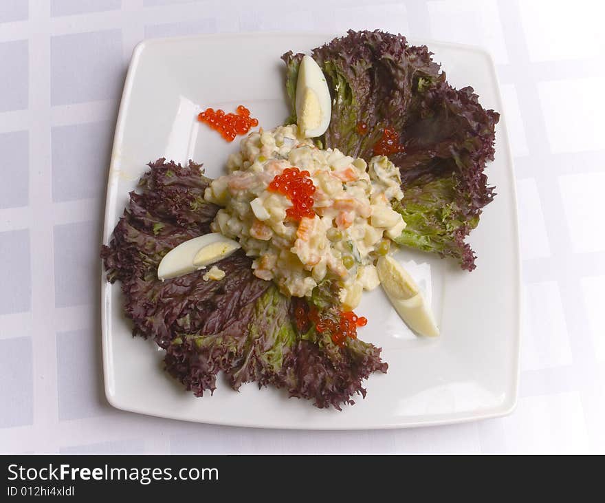 Salad Decorated With Leaves