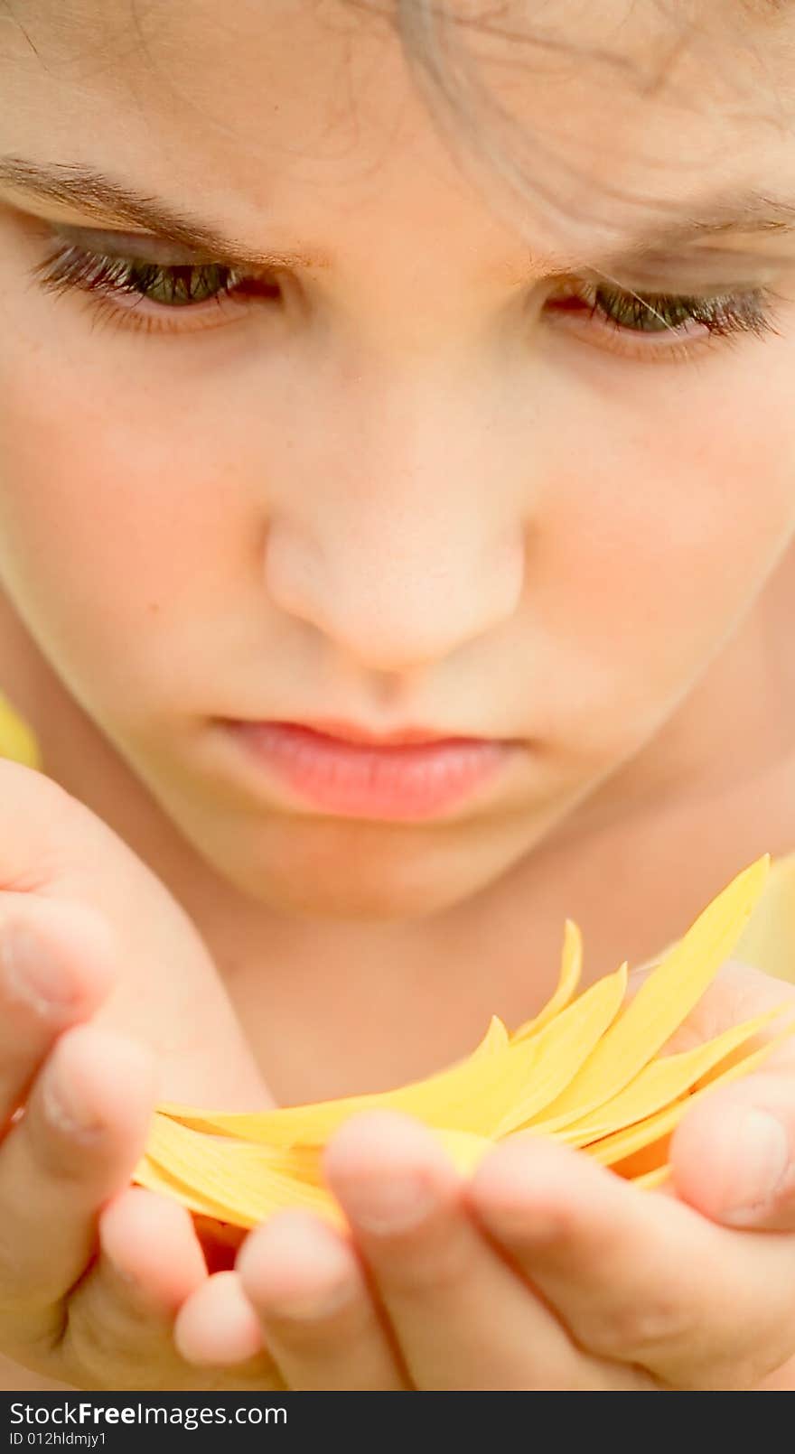 Beauty teen girl and floral petal for your design