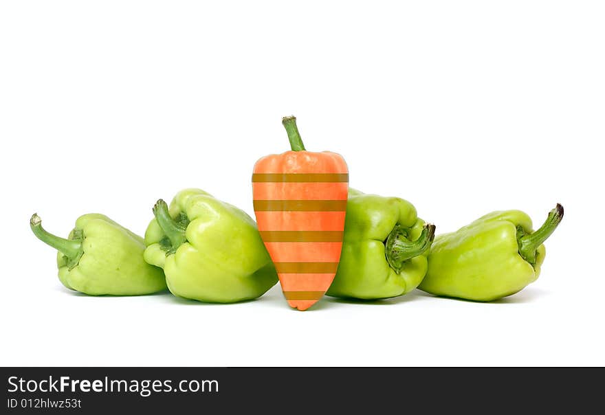 Pepper Vegetables isolated on white