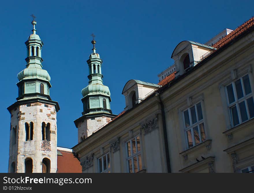 Two Towers Of Catholic Church , Krakow, Poland