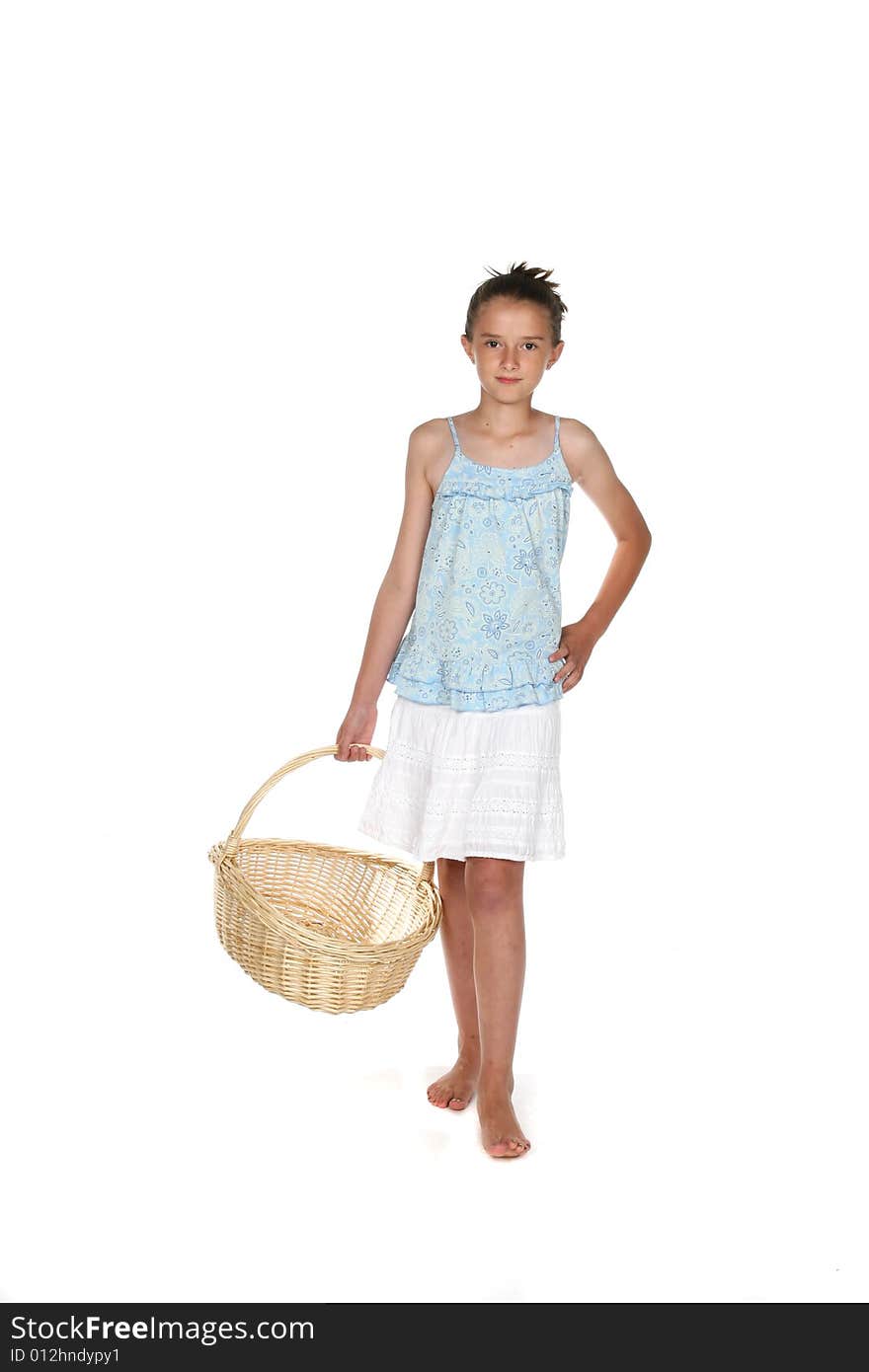 Pretty Girl Holding An Empty Basket