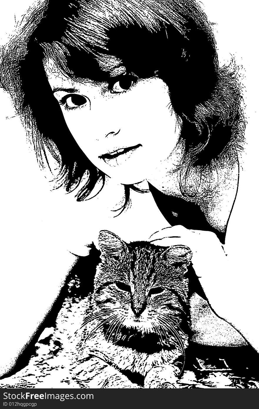 The girl and cat