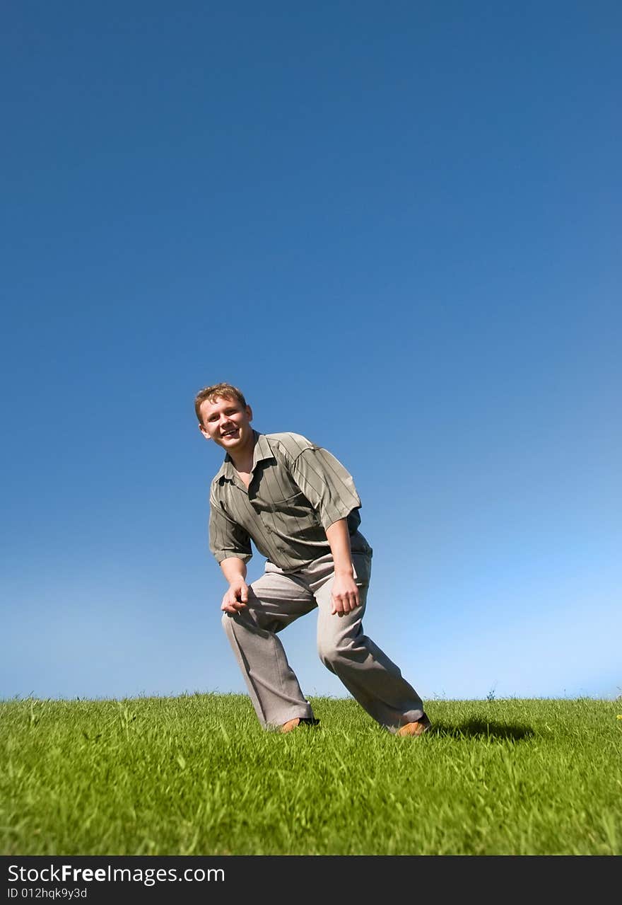 Happy man on the hill