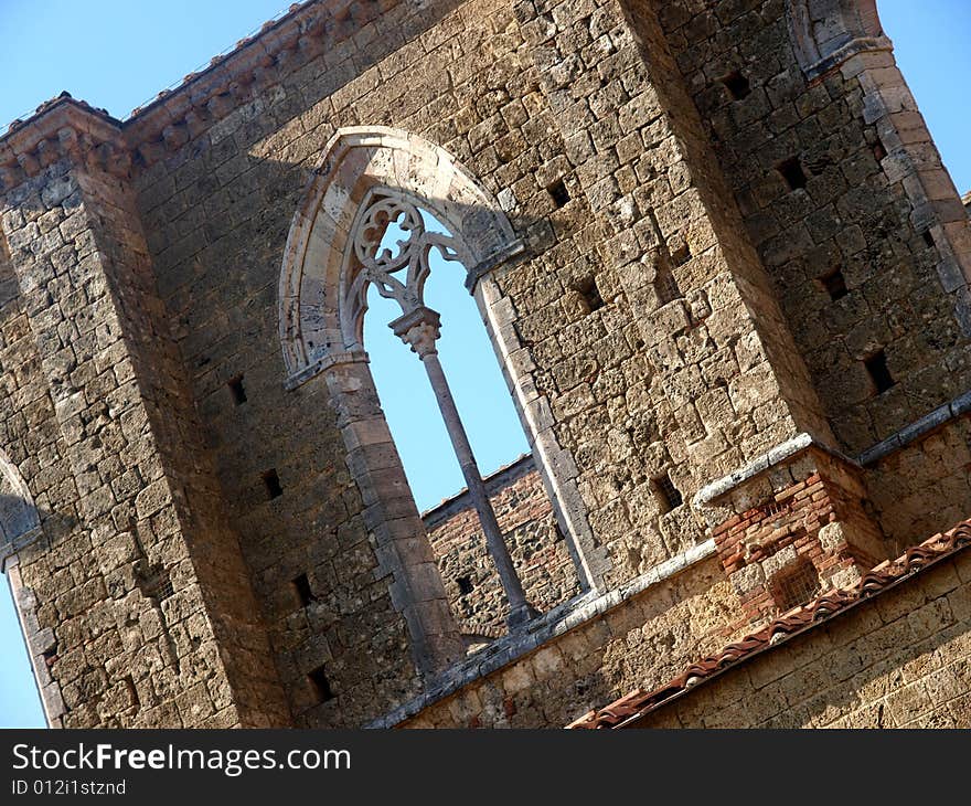 Image of a window in saint Galgano abbey. Image of a window in saint Galgano abbey